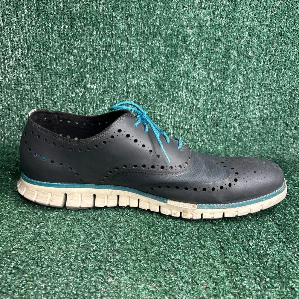 Cole Haan Zerogrand C14015 Wingtip Laser Oxford Shoes Navy Blue Mens Size 13‎